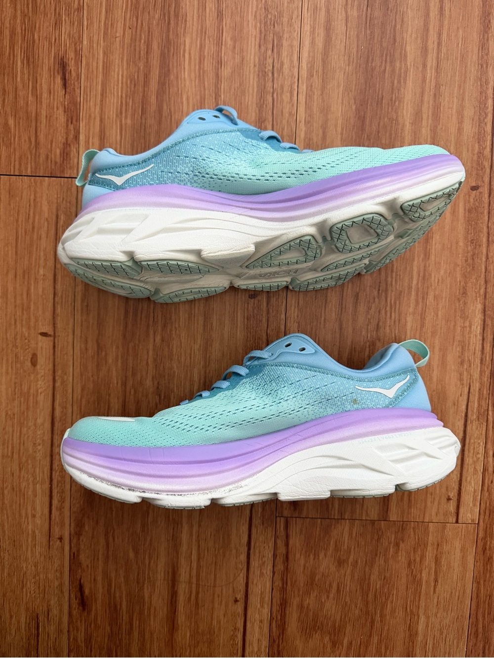 Hoka bondi 8 Women's Running Shoe in Aqua and Lavender - Picture 6 of 11